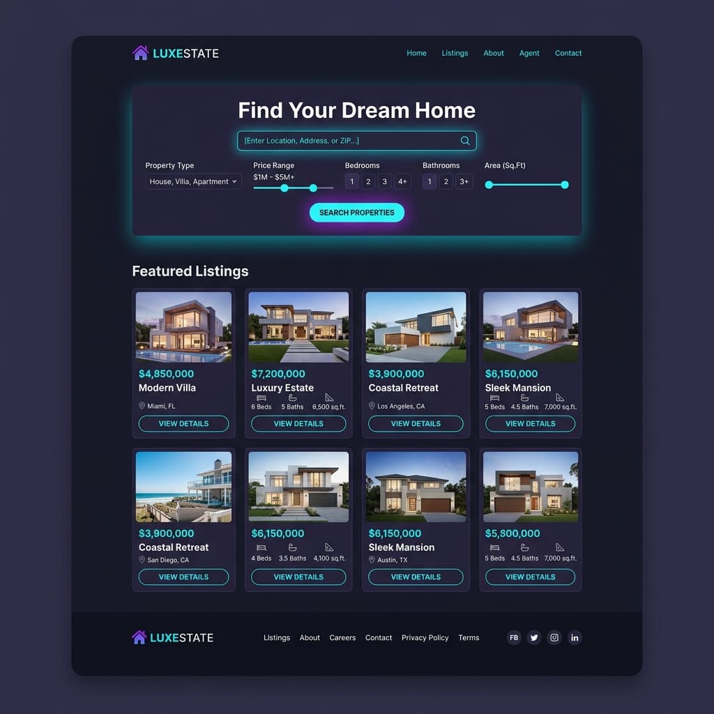 Mockup Desktop de Portales para corredores de propiedades