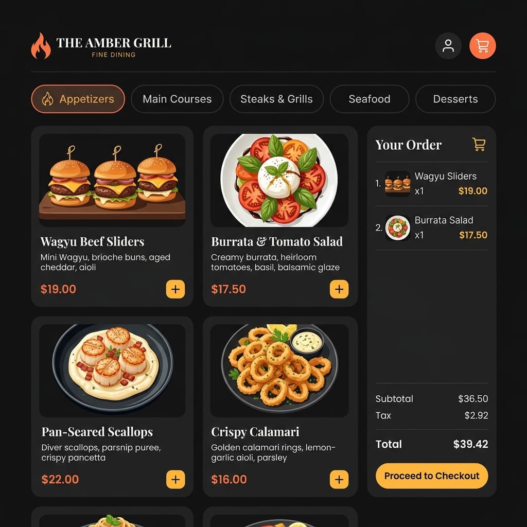 Mockup Desktop de Cartas interactivas para restaurantes