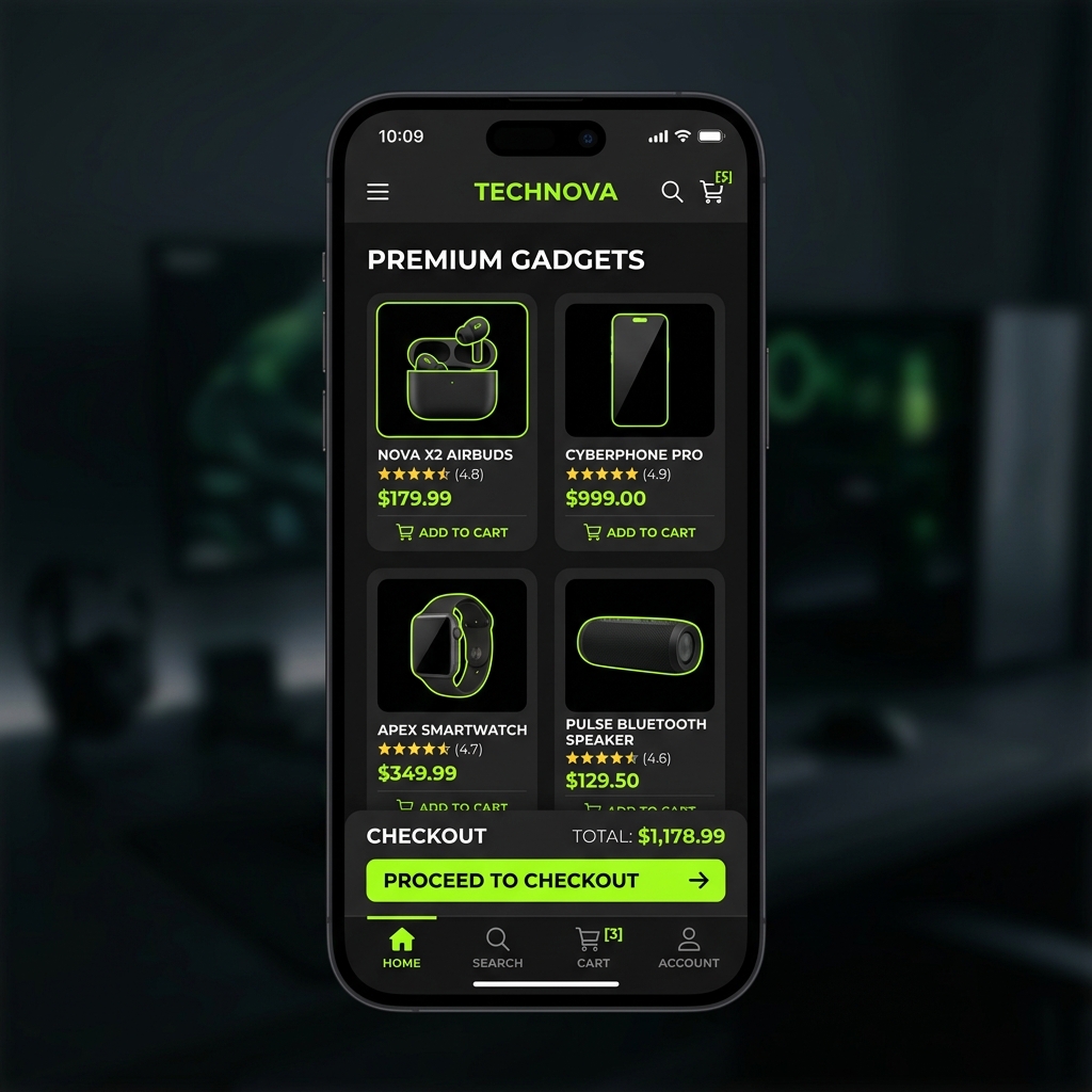 Mockup Móvil de Vende online las 24 horas del día